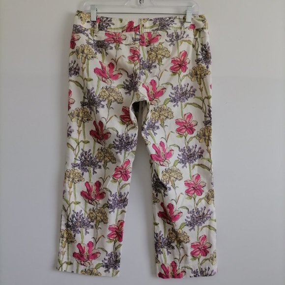 Ann Taylor Loft Petites Women's FLoral White Multi Pants Size 10P - Picture 4 of 6